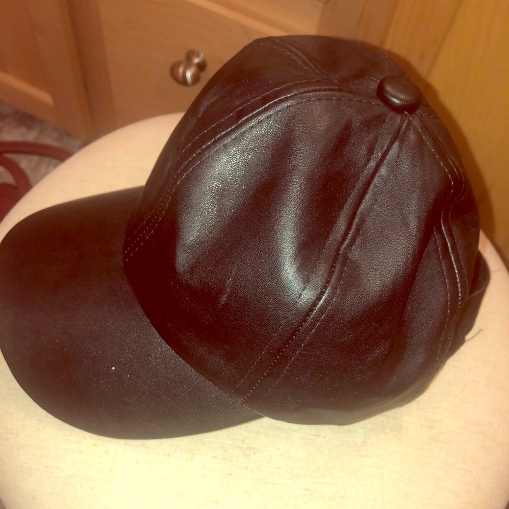 Black leather cap
